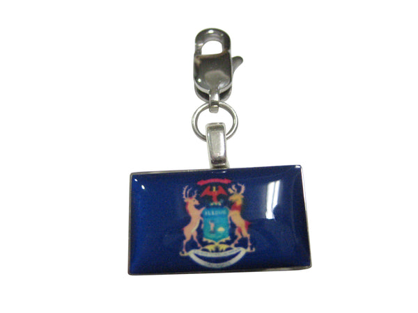 Michigan State Flag Pendant Zipper Pull Charm