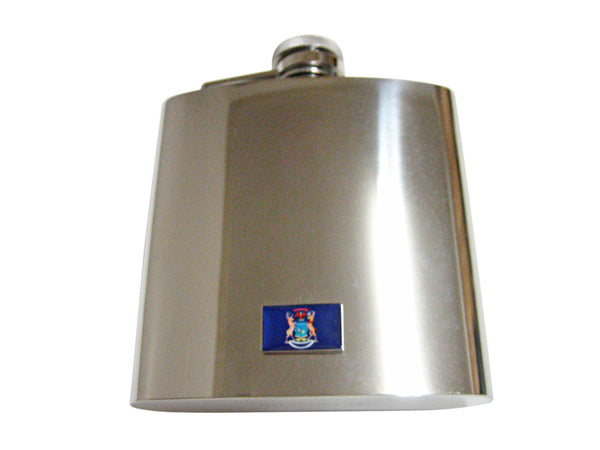 Michigan State Flag Pendant 6 Oz. Stainless Steel Flask