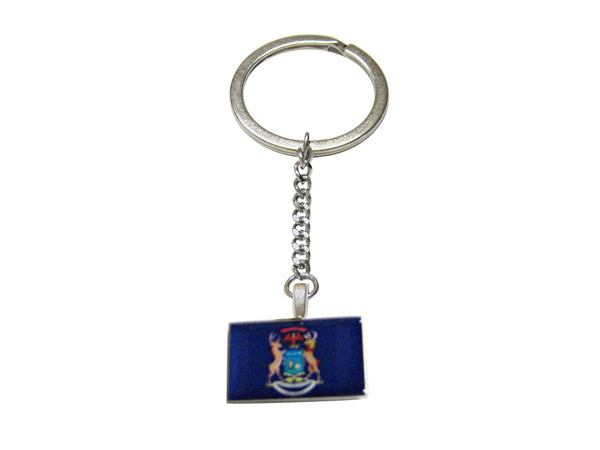 Michigan State Flag Pendant Keychain