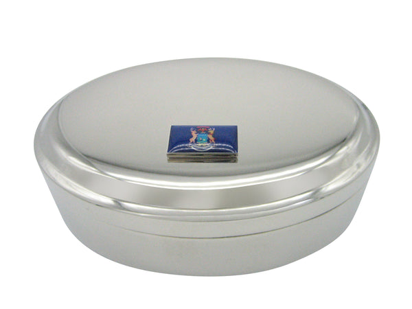 Michigan State Flag Pendant Oval Trinket Jewelry Box