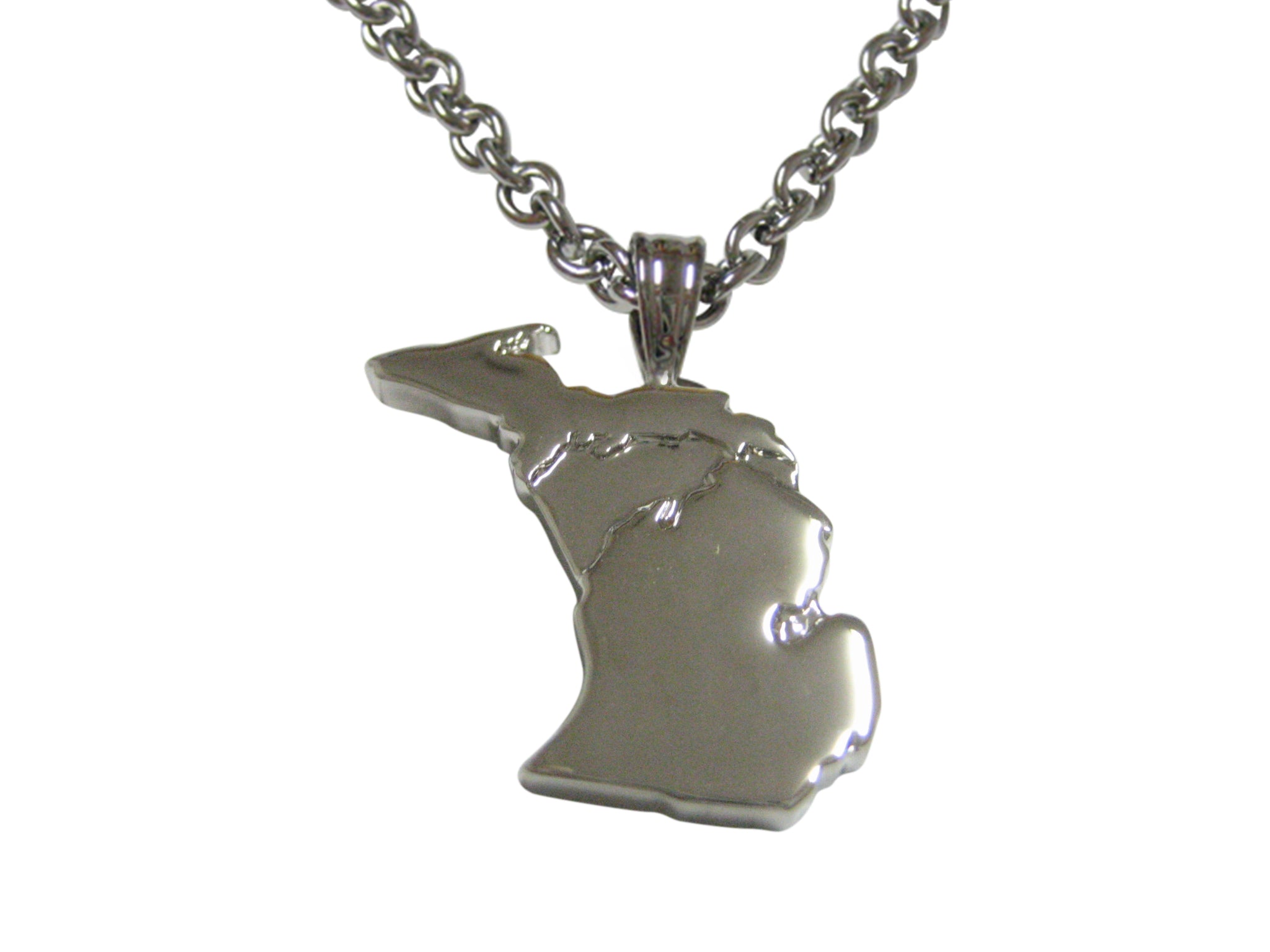 Michigan State Map Shape Pendant Necklace