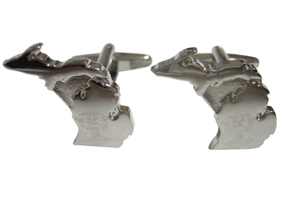 Michigan State Map Shape and Flag Design Cufflinks