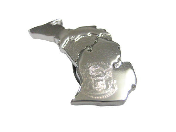 Michigan State Map Shape and Flag Design Magnet
