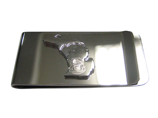 Michigan State Map Shape and Flag Design Money Clip
