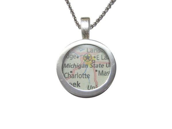 Michigan State University Map Pendant Necklace