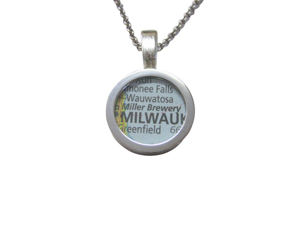 Miller Brewery Map Pendant Necklace