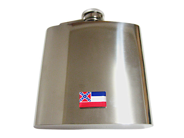 Mississippi State Flag Pendant 6 Oz. Stainless Steel Flask
