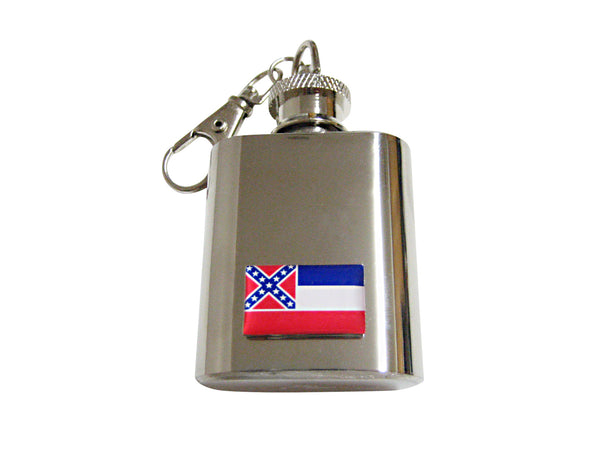 Mississippi State Flag Pendant 1 Oz. Stainless Steel Key Chain Flask