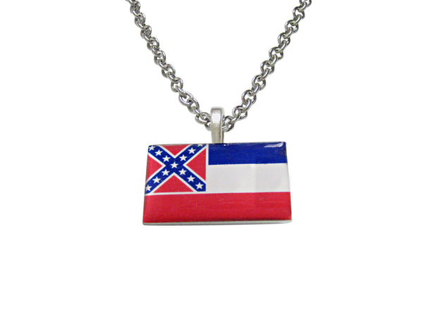 Mississippi State Flag Pendant Necklace