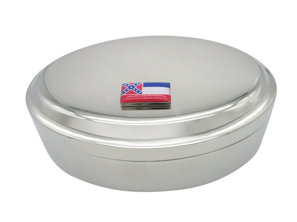 Mississippi State Flag Pendant Oval Trinket Jewelry Box