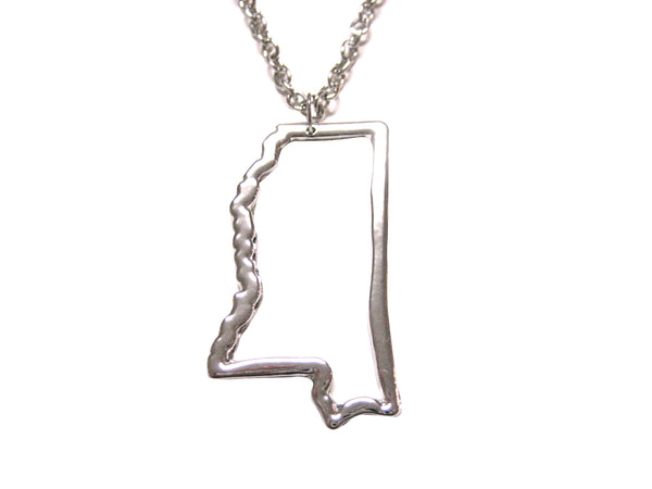 Mississippi State Map Pendant Necklace