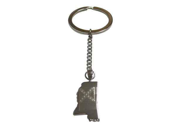 Mississippi State Map Shape and Flag Design Pendant Keychain