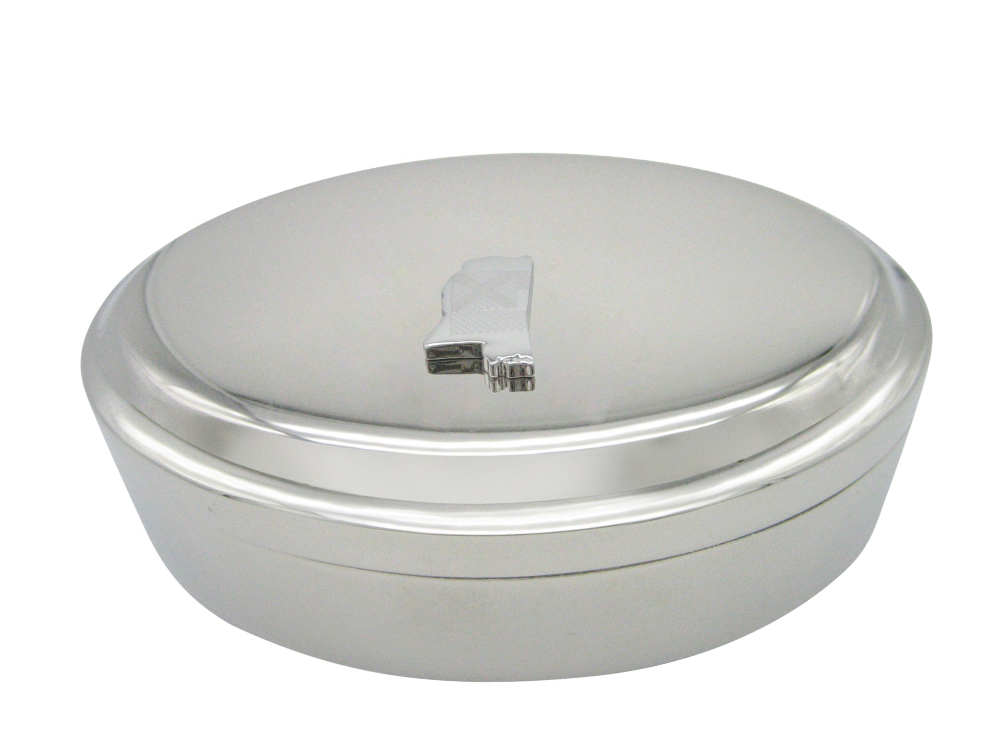 Mississippi State Map Shape and Flag Design Pendant Oval Trinket Jewelry Box