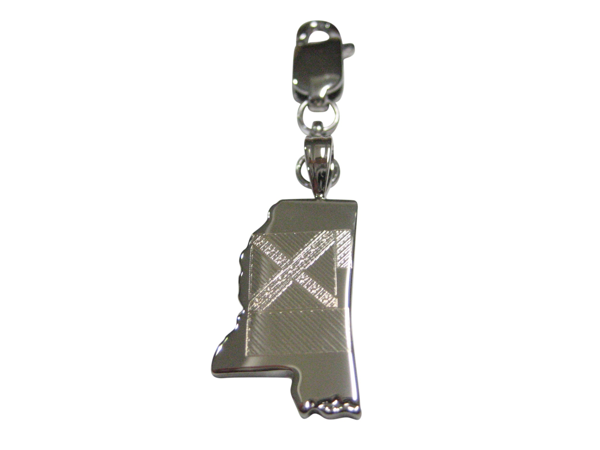 Mississippi State Map Shape and Flag Design Pendant Zipper Pull Charm