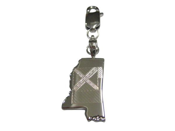Mississippi State Map Shape and Flag Design Pendant Zipper Pull Charm