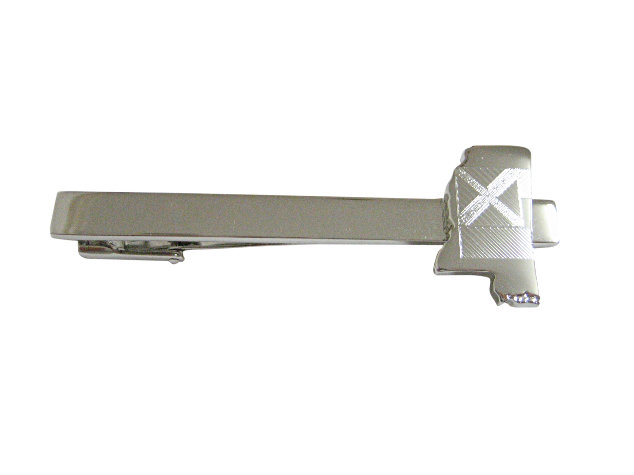 Mississippi State Map Shape and Flag Design Square Tie Clip