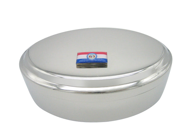 Missouri State Flag Pendant Oval Trinket Jewelry Box