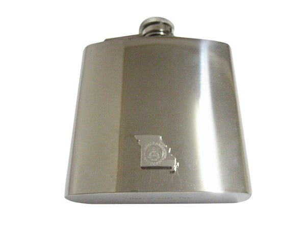 Missouri State Map Shape and Flag Design 6 Oz. Stainless Steel Flask