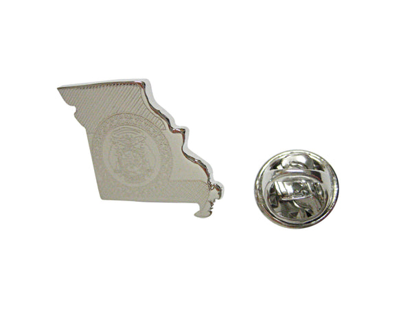 Missouri State Map Shape and Flag Design Lapel Pin