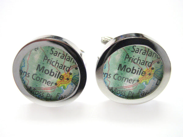 Mobile Alabama Map Cufflinks