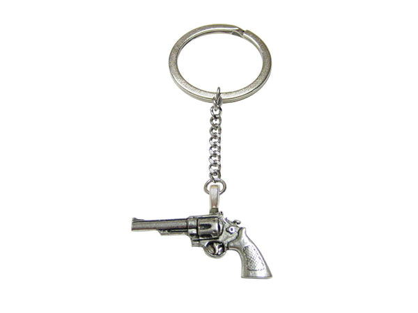 Modern Revolver Pistol Gun Keychain