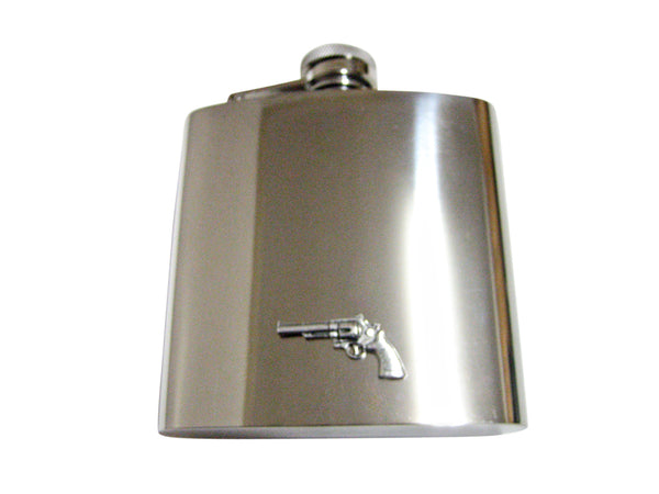 Modern Revolver Pistol Gun 6 Oz. Stainless Steel Flask