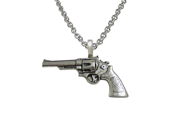Modern Revolver Pistol Gun Necklace