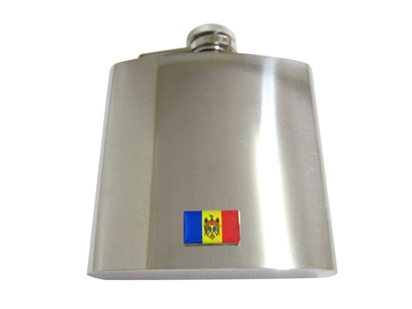 Moldova Flag Pendant 6 Oz. Stainless Steel Flask
