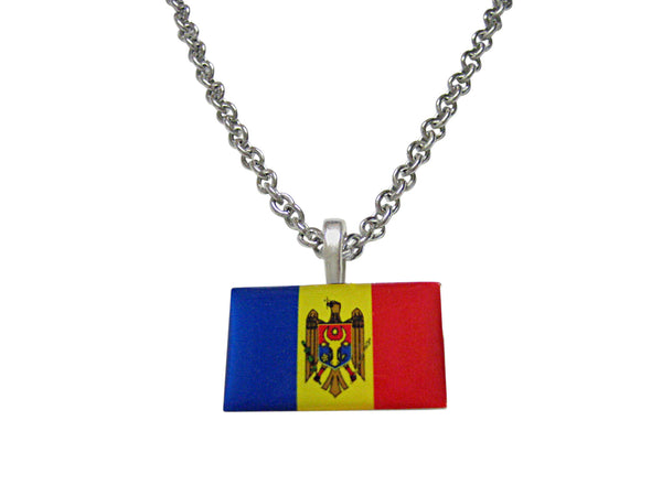 Moldova Flag Pendant Necklace
