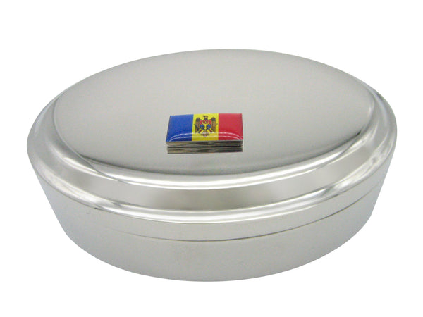 Moldova Flag Pendant Oval Trinket Jewelry Box