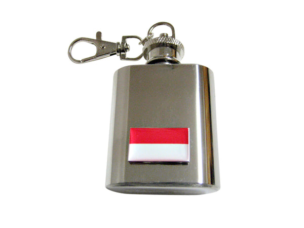 Monaco Flag Pendant 1 Oz. Stainless Steel Key Chain Flask