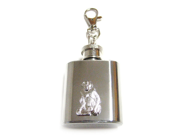 1 Oz. Stainless Steel Key Chain Flask with Monkey Pendant