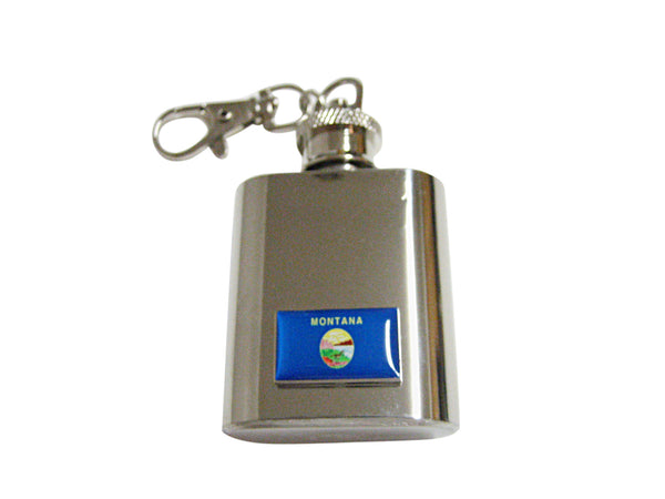 Montana State Flag Pendant 1 Oz. Stainless Steel Key Chain Flask