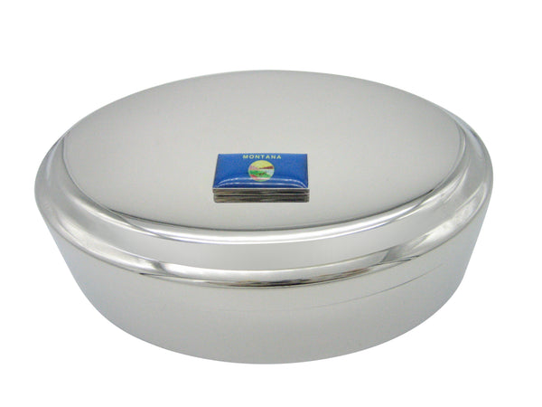 Montana State Flag Pendant Oval Trinket Jewelry Box