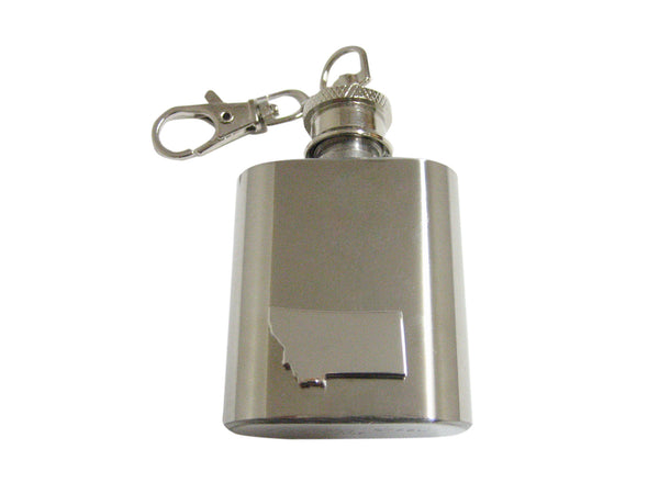 Montana State Map Shape 1 Oz. Stainless Steel Key Chain Flask