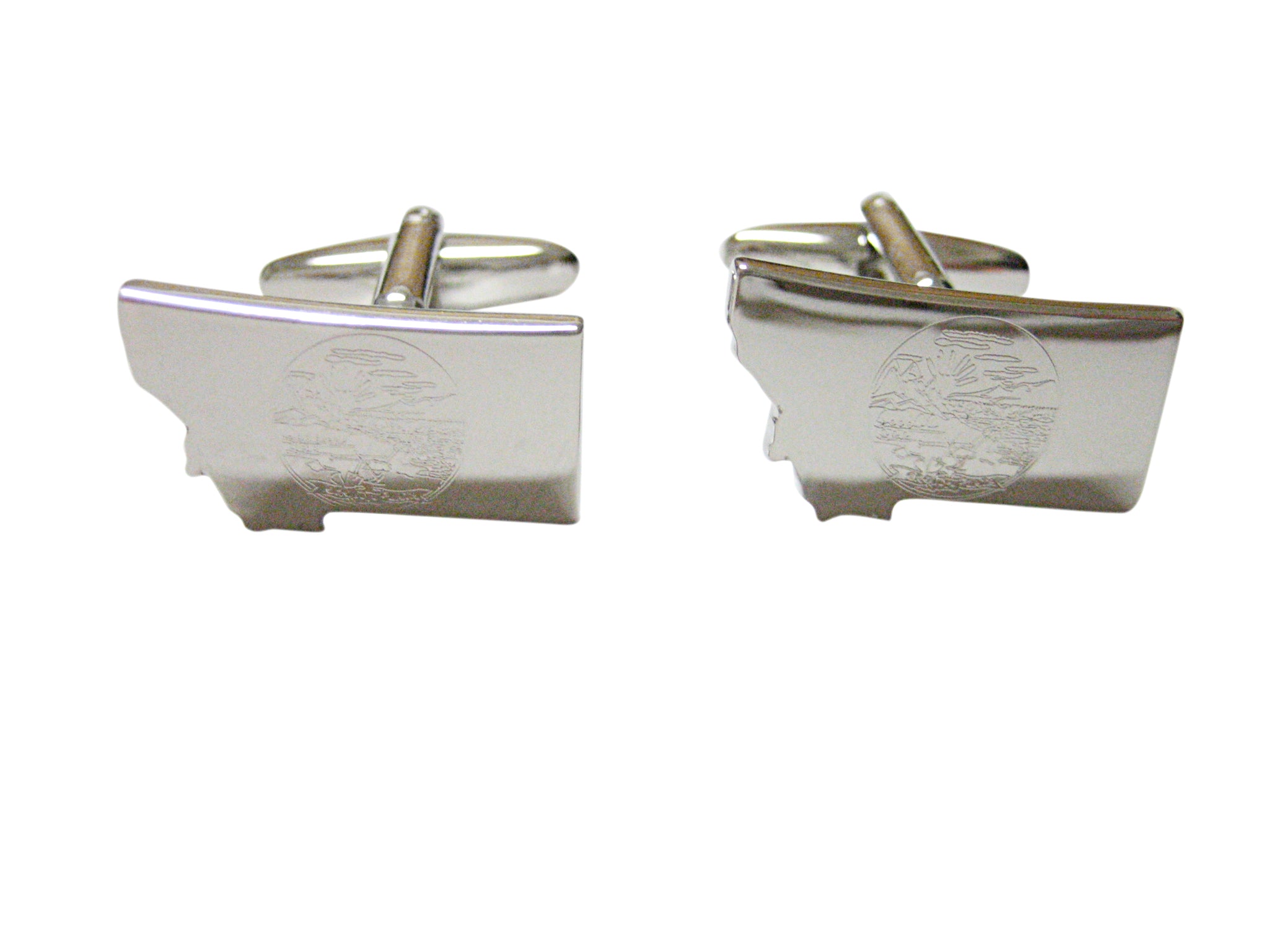Montana State Map Shape and Flag Design Cufflinks