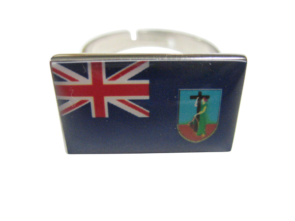 Montserrat Flag Adjustable Size Fashion Ring
