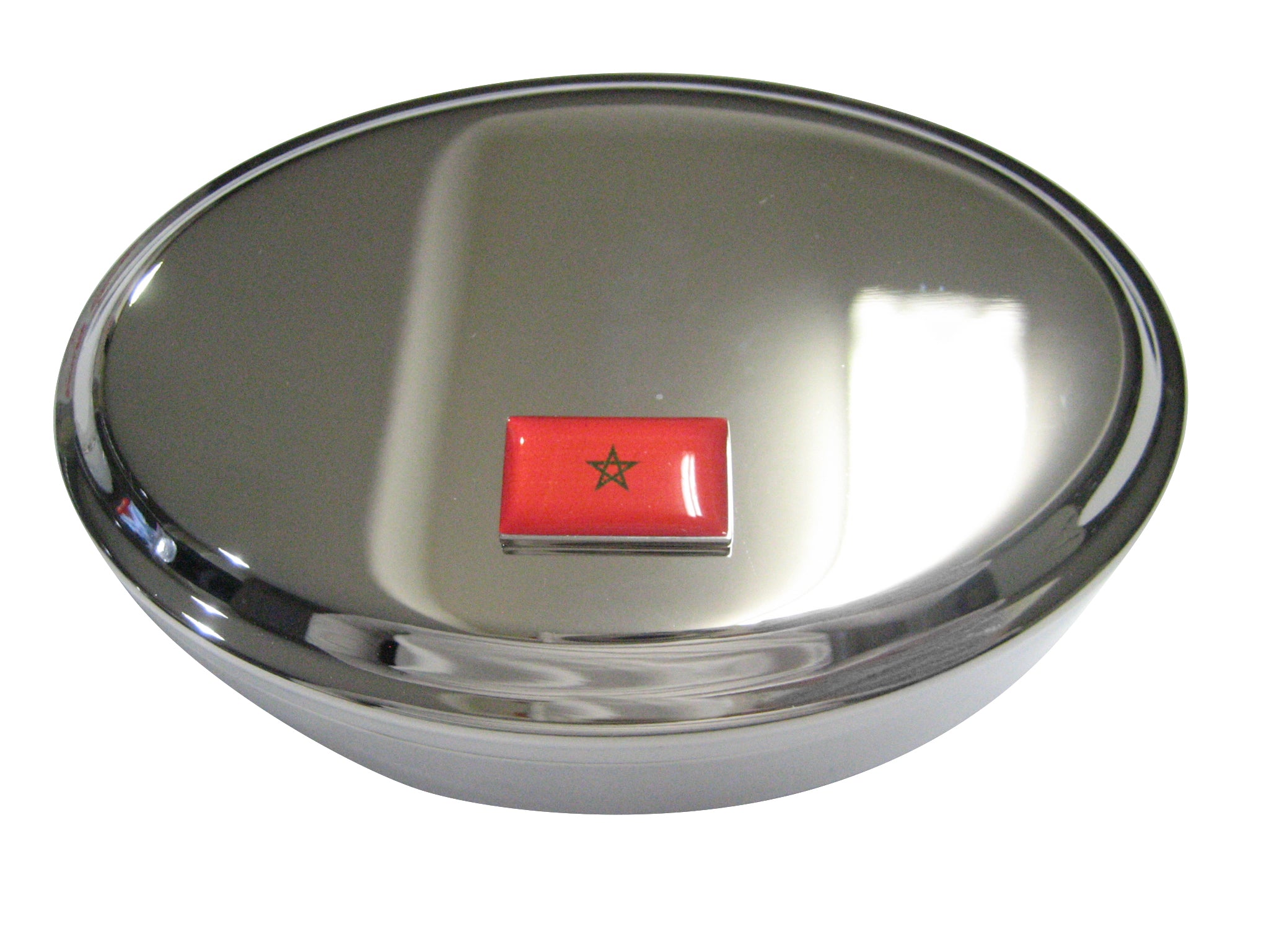 Morocco Flag Oval Trinket Jewelry Box