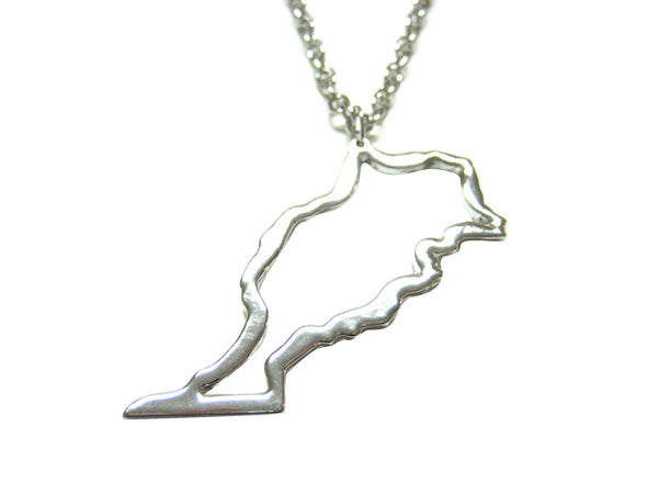 Silver Toned Morocco Map Outline Pendant Necklace