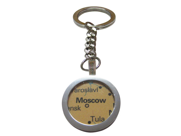 Moscow Russia Map Pendant Key Chain