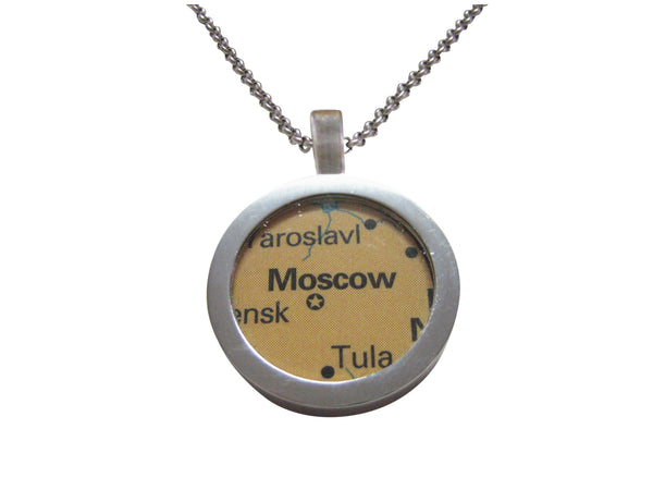 Moscow Russia Map Pendant Necklace