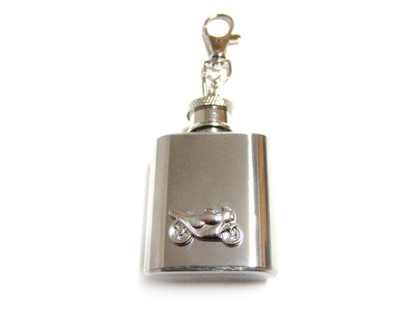 1 Oz. Stainless Steel Key Chain Flask with Motorcycle Pendant