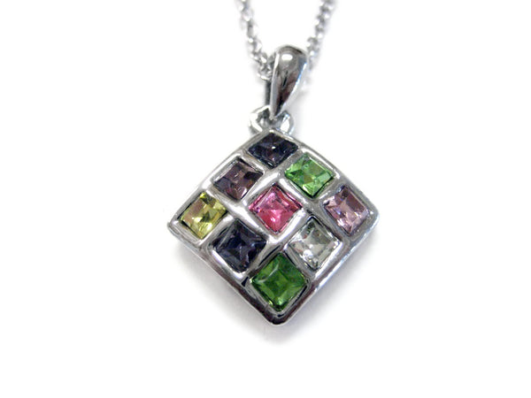 Multi Colored Crystal Pendant Necklace
