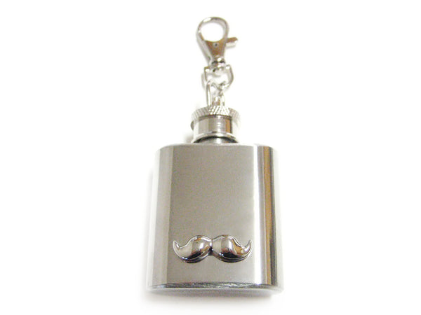 1 Oz. Stainless Steel Key Chain Flask with Mustache Pendant