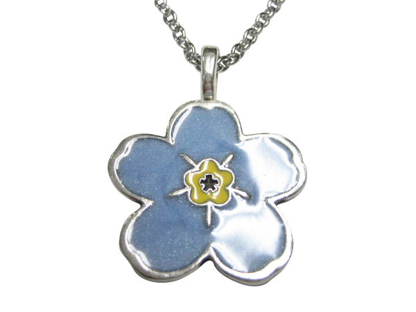 Myosotis Sylvatica Forget Me Not Flower Pendant Necklace