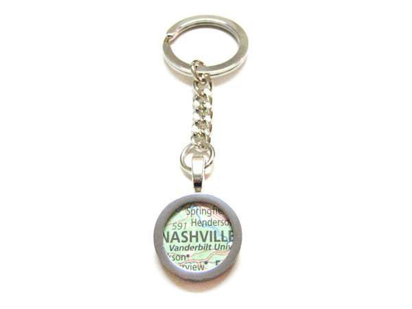 Nashville Tennessee Map Pendant Keychain