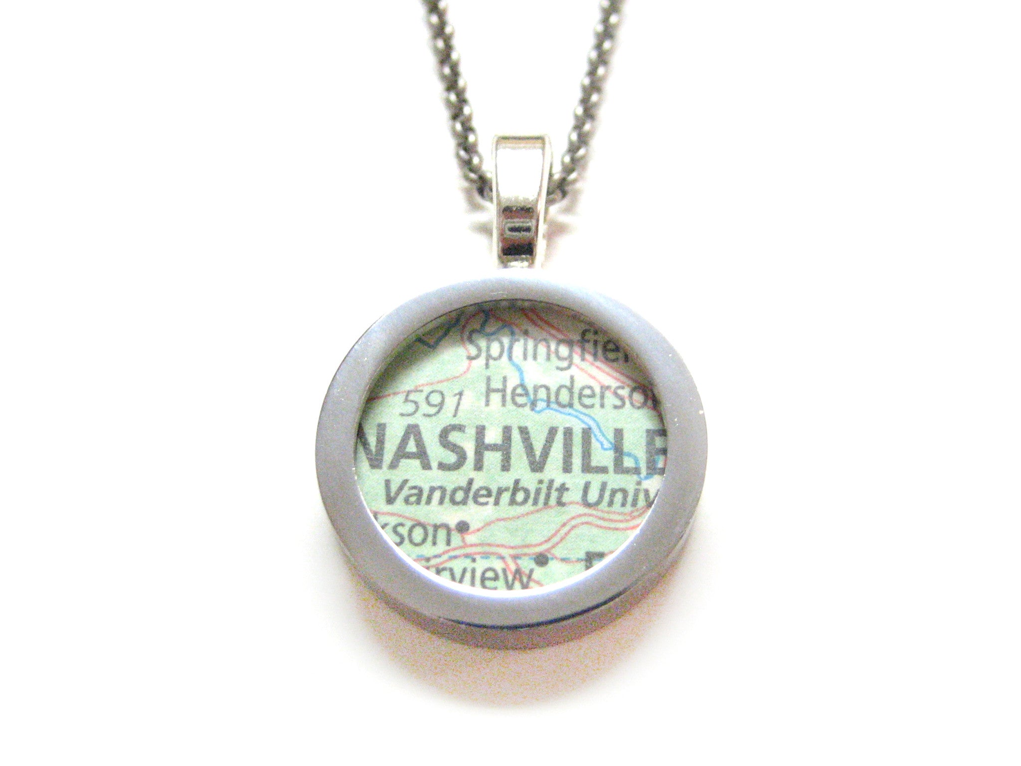 Nashville Tennessee Map Pendant Necklace