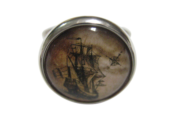 Nautical Old Ship Circular Adjustable Size Fashion Ring