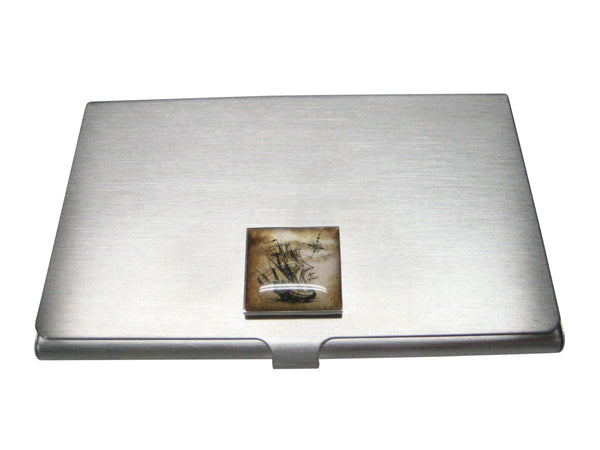 Nautical Old Ship Square Business Card Holder