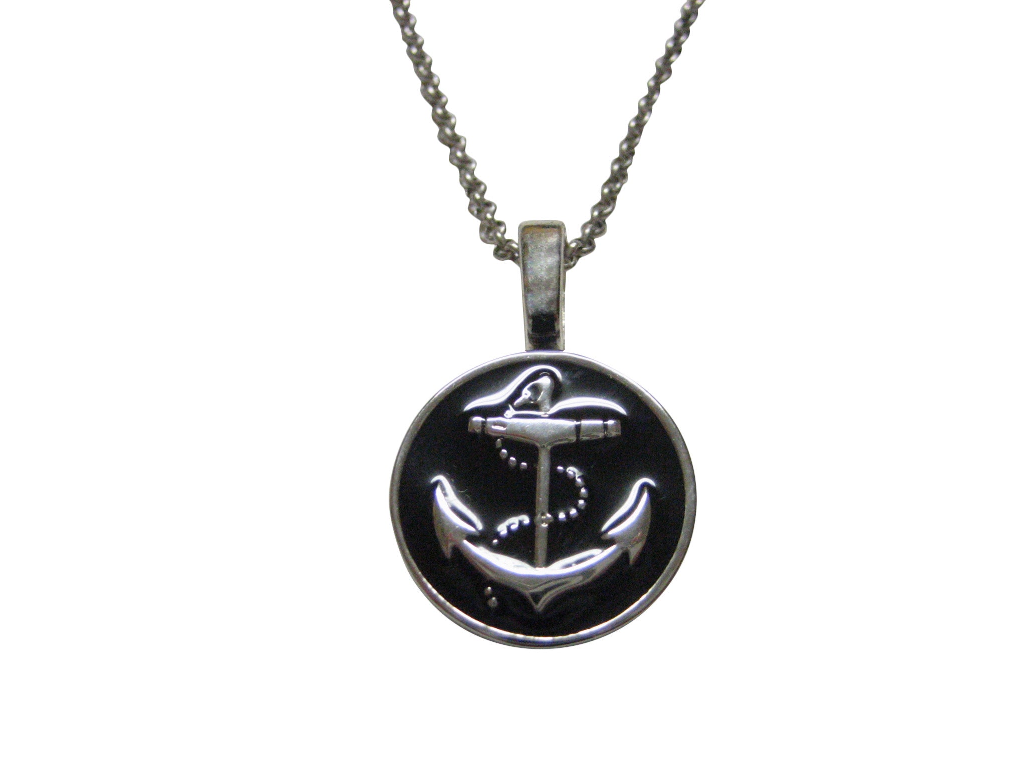 Nautical Black Anchor Pendant Necklace
